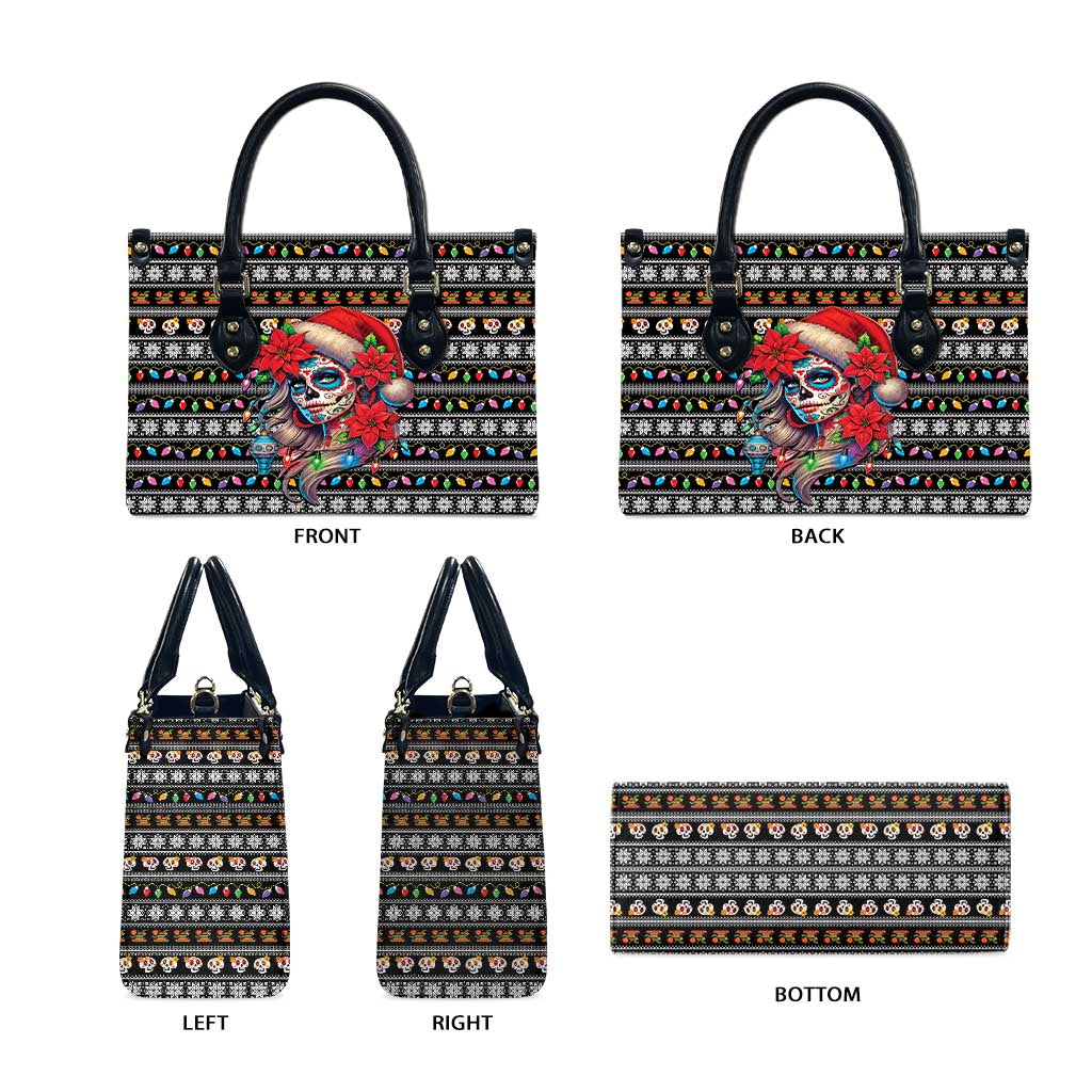 Mexican Sugar Skull Lady Christmas Leather Bag Feliz Navidad Mexico - Wonder Print Shop