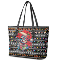 Mexican Sugar Skull Lady Christmas Leather Tote Bag Feliz Navidad Mexico - Wonder Print Shop