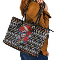 Mexican Sugar Skull Lady Christmas Leather Tote Bag Feliz Navidad Mexico - Wonder Print Shop