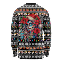 Mexican Sugar Skull Lady Christmas Long Sleeve Shirt Feliz Navidad Mexico - Wonder Print Shop