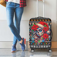 Mexican Sugar Skull Lady Christmas Luggage Cover Feliz Navidad Mexico - Wonder Print Shop