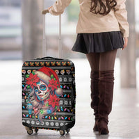 Mexican Sugar Skull Lady Christmas Luggage Cover Feliz Navidad Mexico - Wonder Print Shop