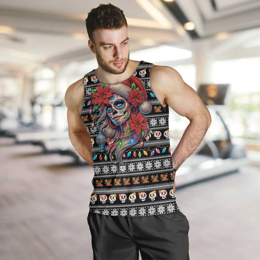 Mexican Sugar Skull Lady Christmas Men Tank Top Feliz Navidad Mexico - Wonder Print Shop
