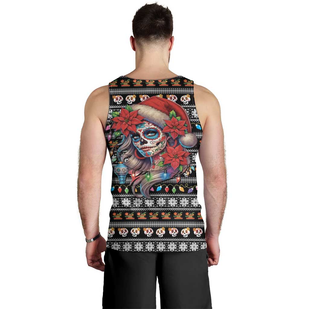 Mexican Sugar Skull Lady Christmas Men Tank Top Feliz Navidad Mexico - Wonder Print Shop