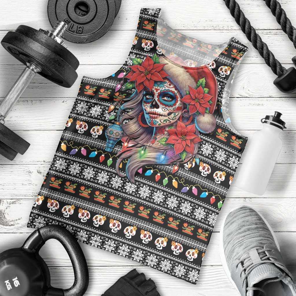 Mexican Sugar Skull Lady Christmas Men Tank Top Feliz Navidad Mexico - Wonder Print Shop