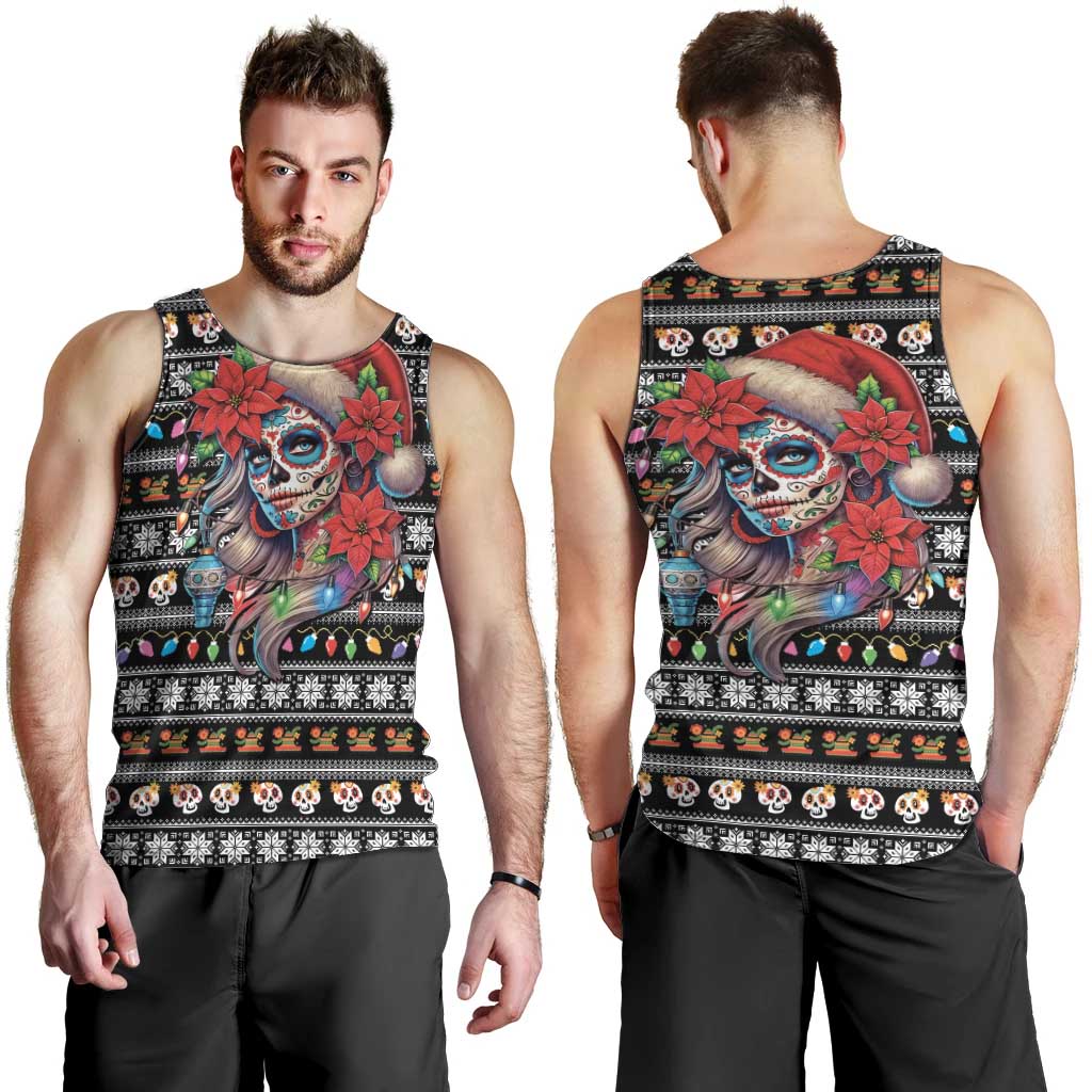 Mexican Sugar Skull Lady Christmas Men Tank Top Feliz Navidad Mexico - Wonder Print Shop