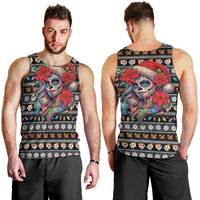 Mexican Sugar Skull Lady Christmas Men Tank Top Feliz Navidad Mexico - Wonder Print Shop