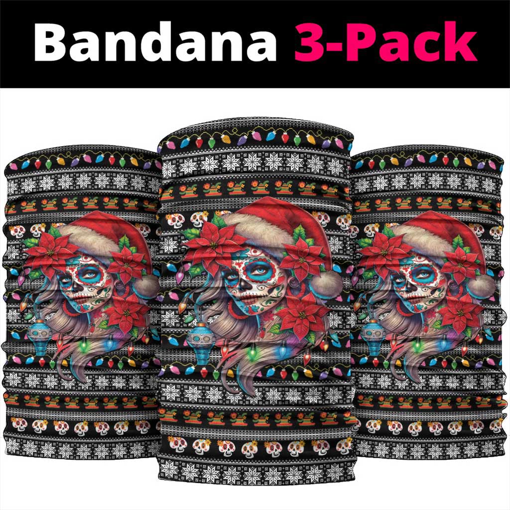 Mexican Sugar Skull Lady Christmas Neck Gaiter Feliz Navidad Mexico - Wonder Print Shop