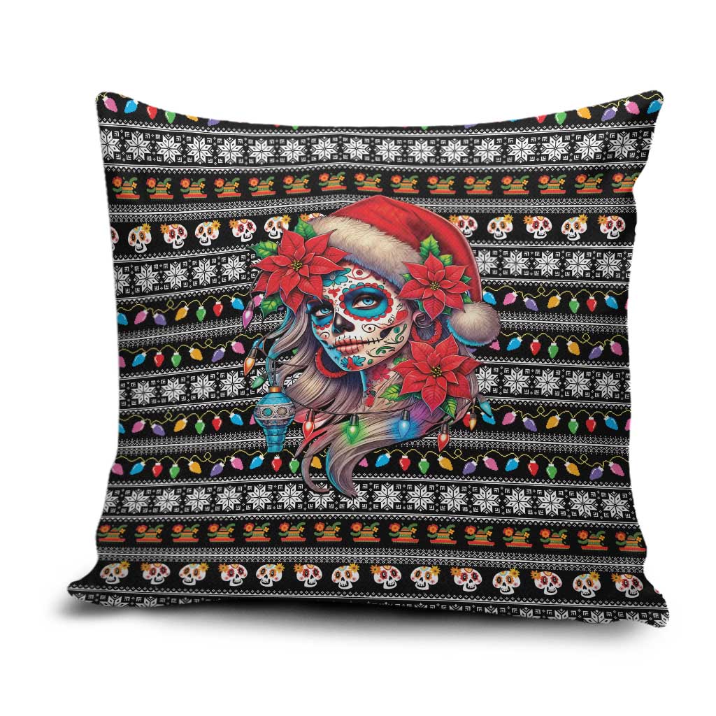 Mexican Sugar Skull Lady Christmas Pillow Cover Feliz Navidad Mexico - Wonder Print Shop
