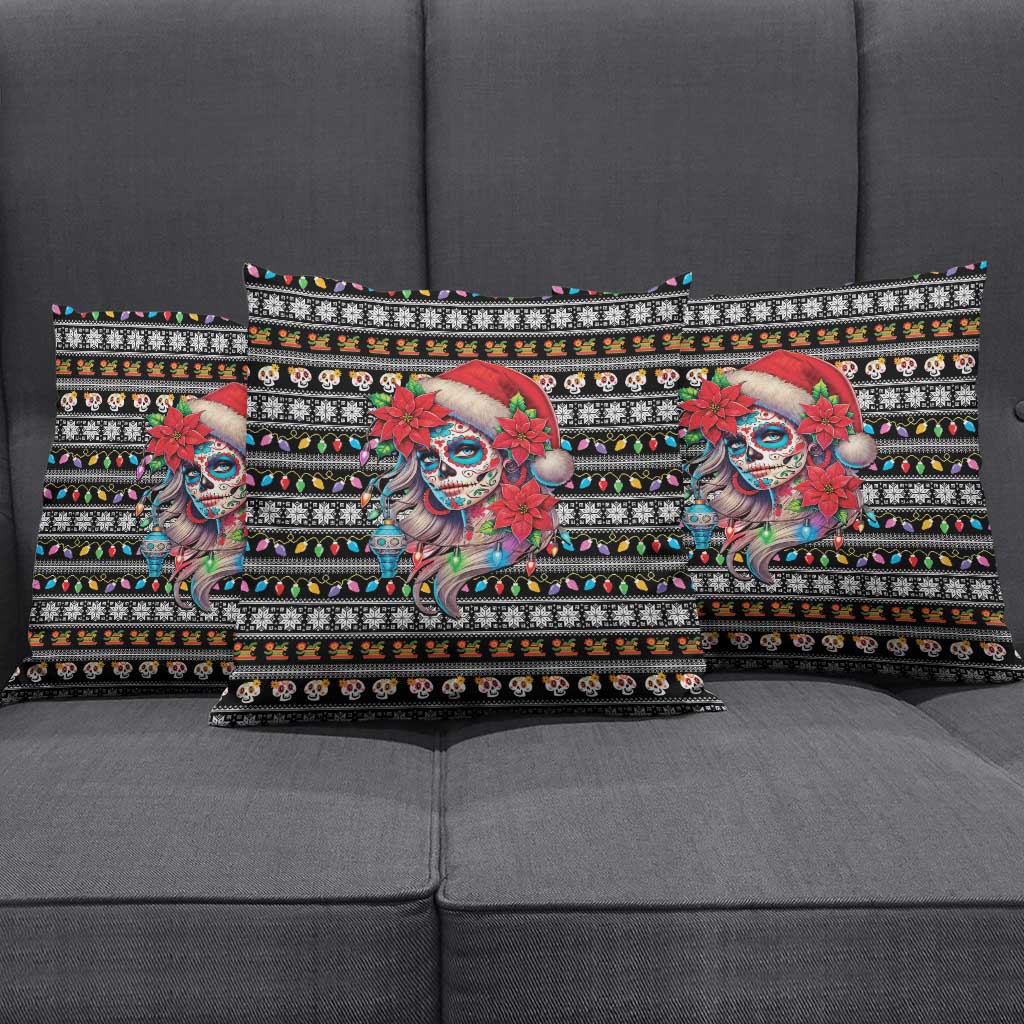 Mexican Sugar Skull Lady Christmas Pillow Cover Feliz Navidad Mexico - Wonder Print Shop