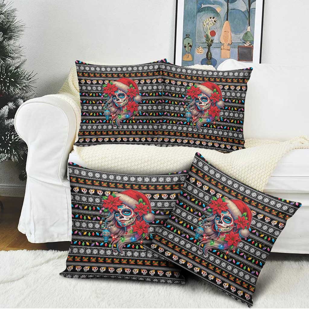 Mexican Sugar Skull Lady Christmas Pillow Cover Feliz Navidad Mexico - Wonder Print Shop