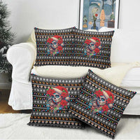 Mexican Sugar Skull Lady Christmas Pillow Cover Feliz Navidad Mexico - Wonder Print Shop