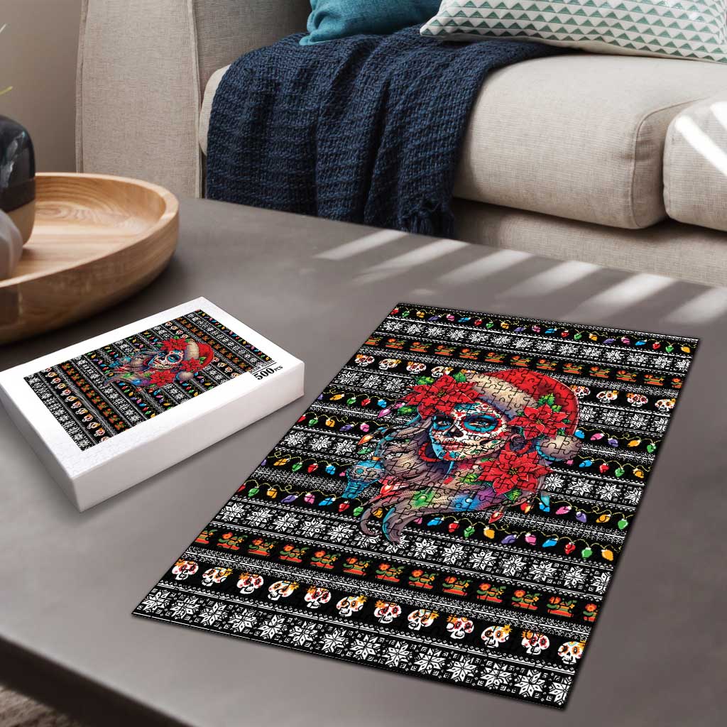 Mexican Sugar Skull Lady Christmas Puzzle Feliz Navidad Mexico - Wonder Print Shop
