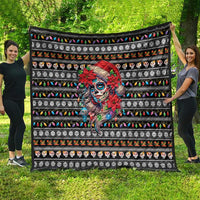 Mexican Sugar Skull Lady Christmas Quilt Feliz Navidad Mexico - Wonder Print Shop