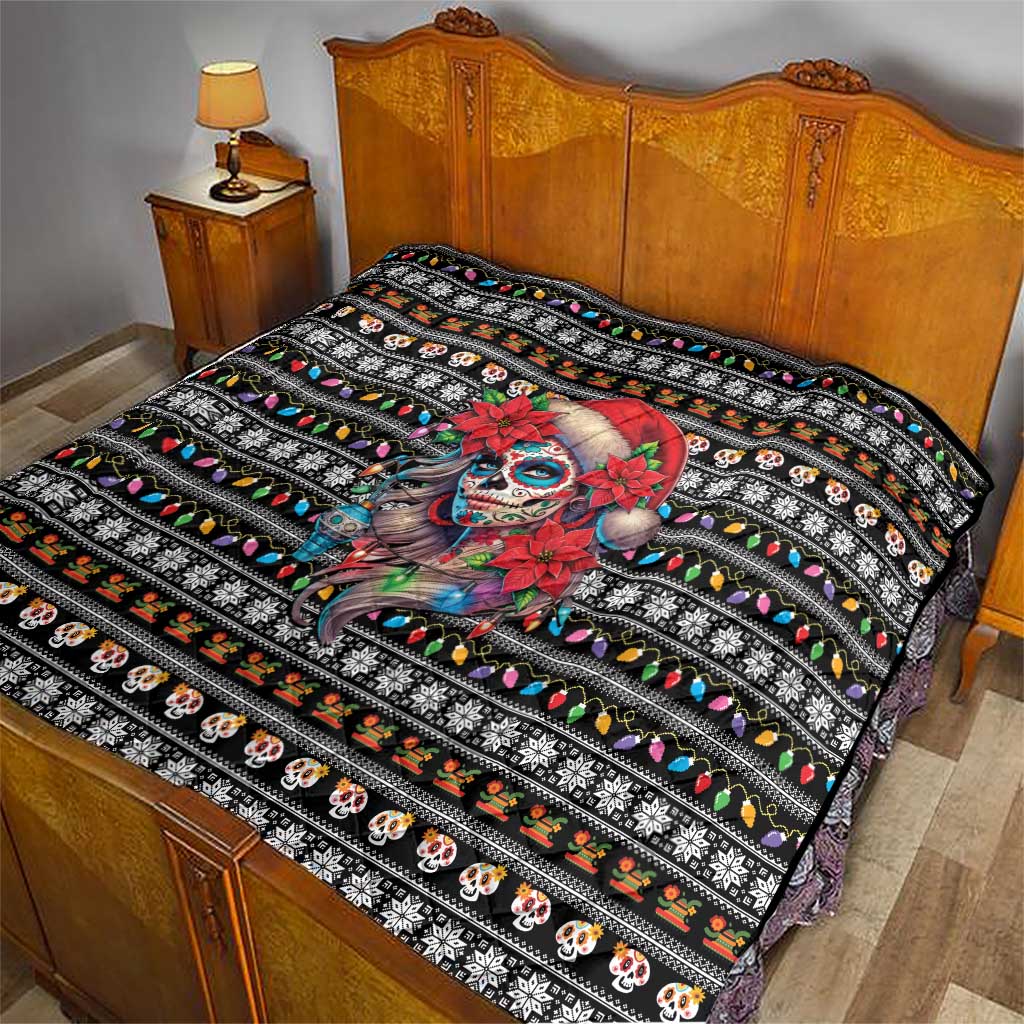 Mexican Sugar Skull Lady Christmas Quilt Feliz Navidad Mexico - Wonder Print Shop