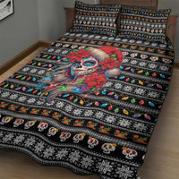 Mexican Sugar Skull Lady Christmas Quilt Bed Set Feliz Navidad Mexico - Wonder Print Shop