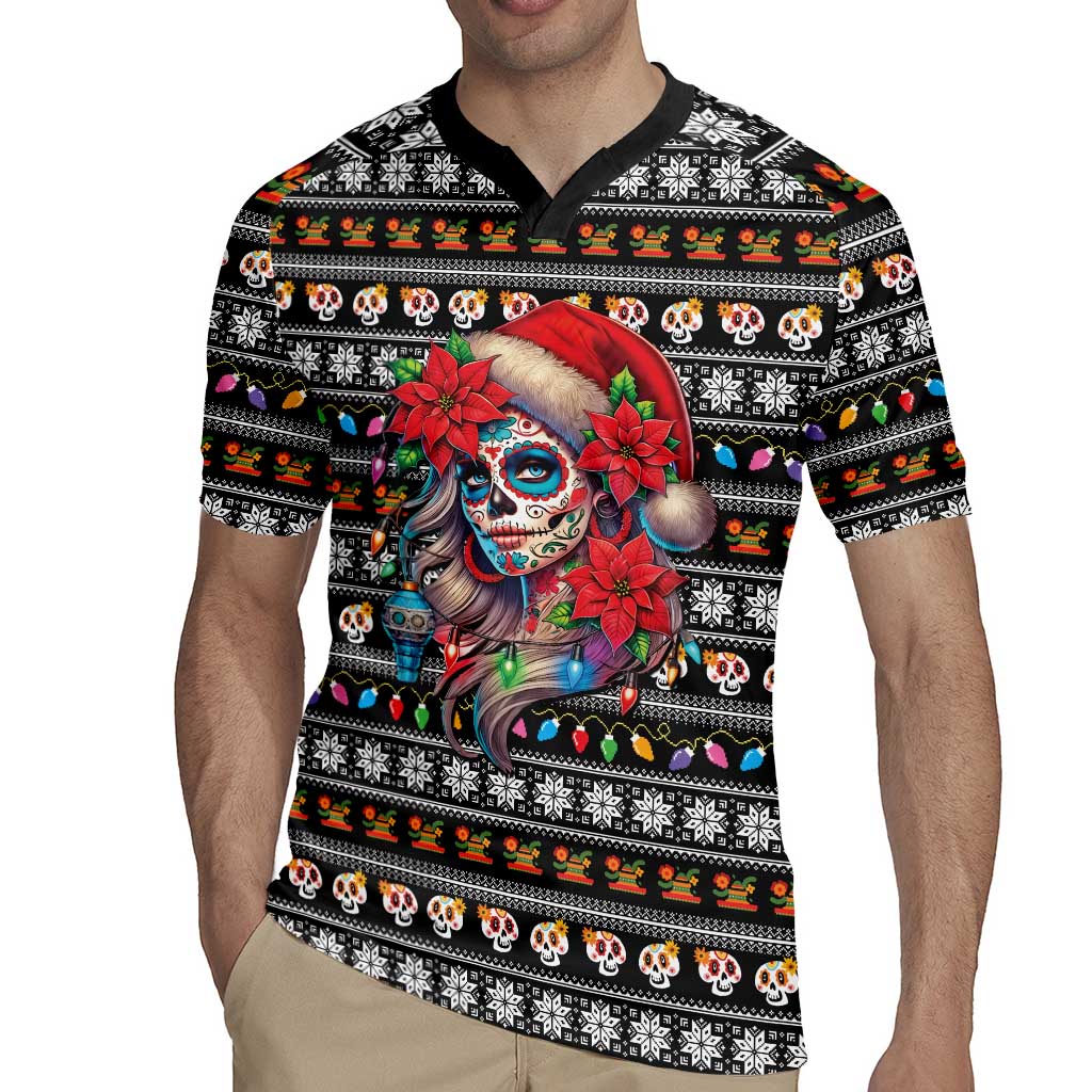 Mexican Sugar Skull Lady Christmas Rugby Jersey Feliz Navidad Mexico - Wonder Print Shop