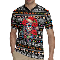 Mexican Sugar Skull Lady Christmas Rugby Jersey Feliz Navidad Mexico - Wonder Print Shop