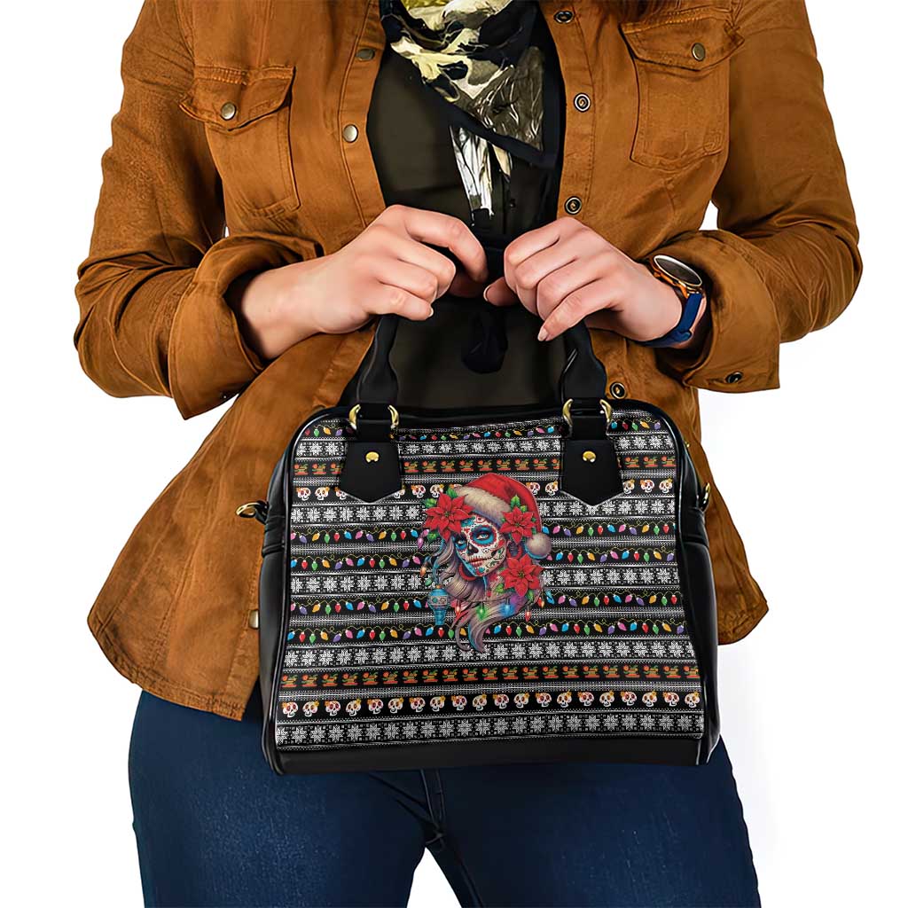 Mexican Sugar Skull Lady Christmas Shoulder Handbag Feliz Navidad Mexico - Wonder Print Shop