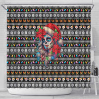 Mexican Sugar Skull Lady Christmas Shower Curtain Feliz Navidad Mexico - Wonder Print Shop