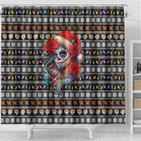 Mexican Sugar Skull Lady Christmas Shower Curtain Feliz Navidad Mexico - Wonder Print Shop