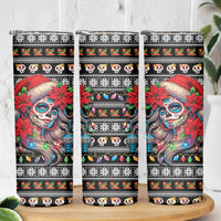 Mexican Sugar Skull Lady Christmas Skinny Tumbler Feliz Navidad Mexico - Wonder Print Shop