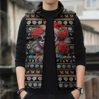 Mexican Sugar Skull Lady Christmas Sleeveless Puffer Jacket Feliz Navidad Mexico - Wonder Print Shop