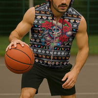 Mexican Sugar Skull Lady Christmas Sleeveless Zip Hoodie Feliz Navidad Mexico - Wonder Print Shop