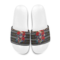 Mexican Sugar Skull Lady Christmas Slide Sandals Feliz Navidad Mexico - Wonder Print Shop