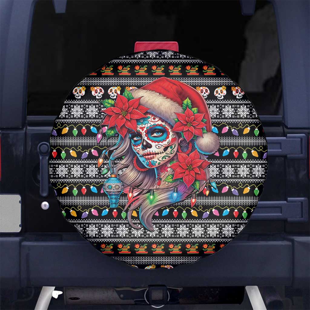 Mexican Sugar Skull Lady Christmas Spare Tire Cover Feliz Navidad Mexico - Wonder Print Shop