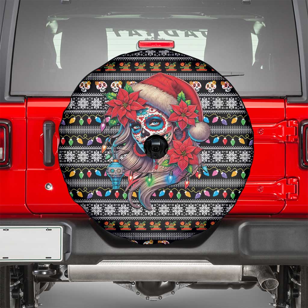 Mexican Sugar Skull Lady Christmas Spare Tire Cover Feliz Navidad Mexico - Wonder Print Shop