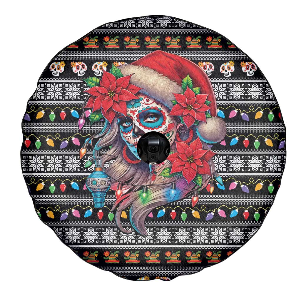 Mexican Sugar Skull Lady Christmas Spare Tire Cover Feliz Navidad Mexico - Wonder Print Shop