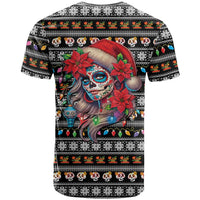 Mexican Sugar Skull Lady Christmas T Shirt Feliz Navidad Mexico - Wonder Print Shop