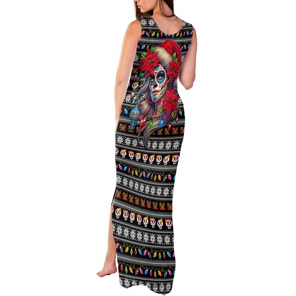 Mexican Sugar Skull Lady Christmas Tank Maxi Dress Feliz Navidad Mexico - Wonder Print Shop