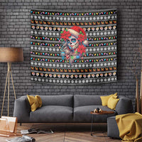 Mexican Sugar Skull Lady Christmas Tapestry Feliz Navidad Mexico - Wonder Print Shop