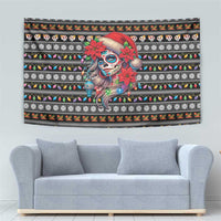Mexican Sugar Skull Lady Christmas Tapestry Feliz Navidad Mexico - Wonder Print Shop