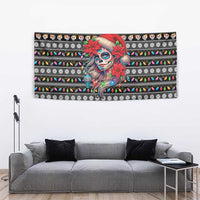 Mexican Sugar Skull Lady Christmas Tapestry Feliz Navidad Mexico - Wonder Print Shop