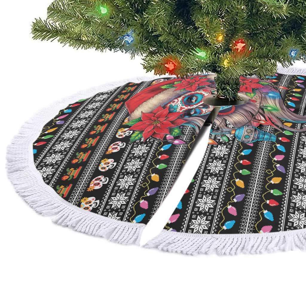 Mexican Sugar Skull Lady Christmas Tree Skirt Feliz Navidad Mexico - Wonder Print Shop