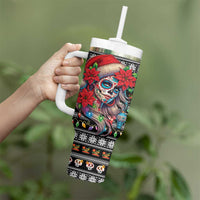 Mexican Sugar Skull Lady Christmas Tumbler With Handle Feliz Navidad Mexico - Wonder Print Shop