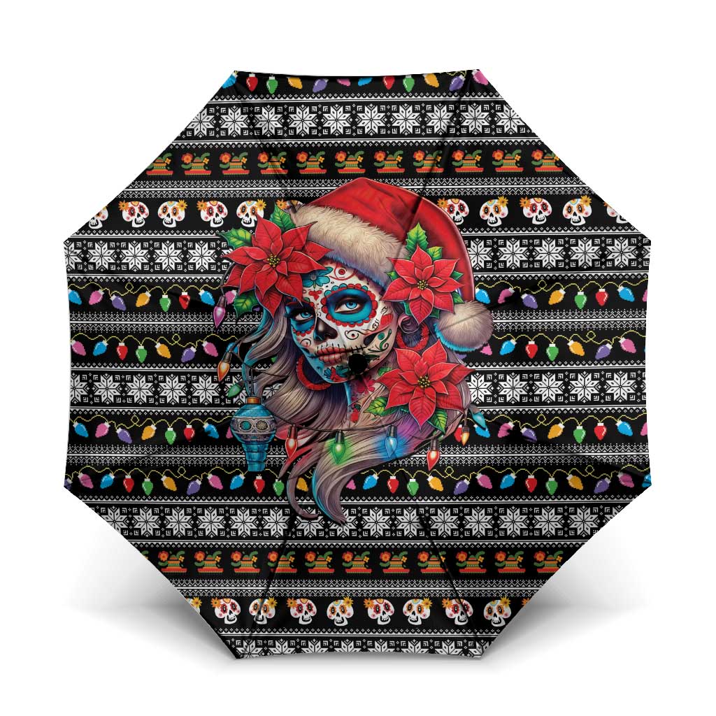 Mexican Sugar Skull Lady Christmas Umbrella Feliz Navidad Mexico - Wonder Print Shop