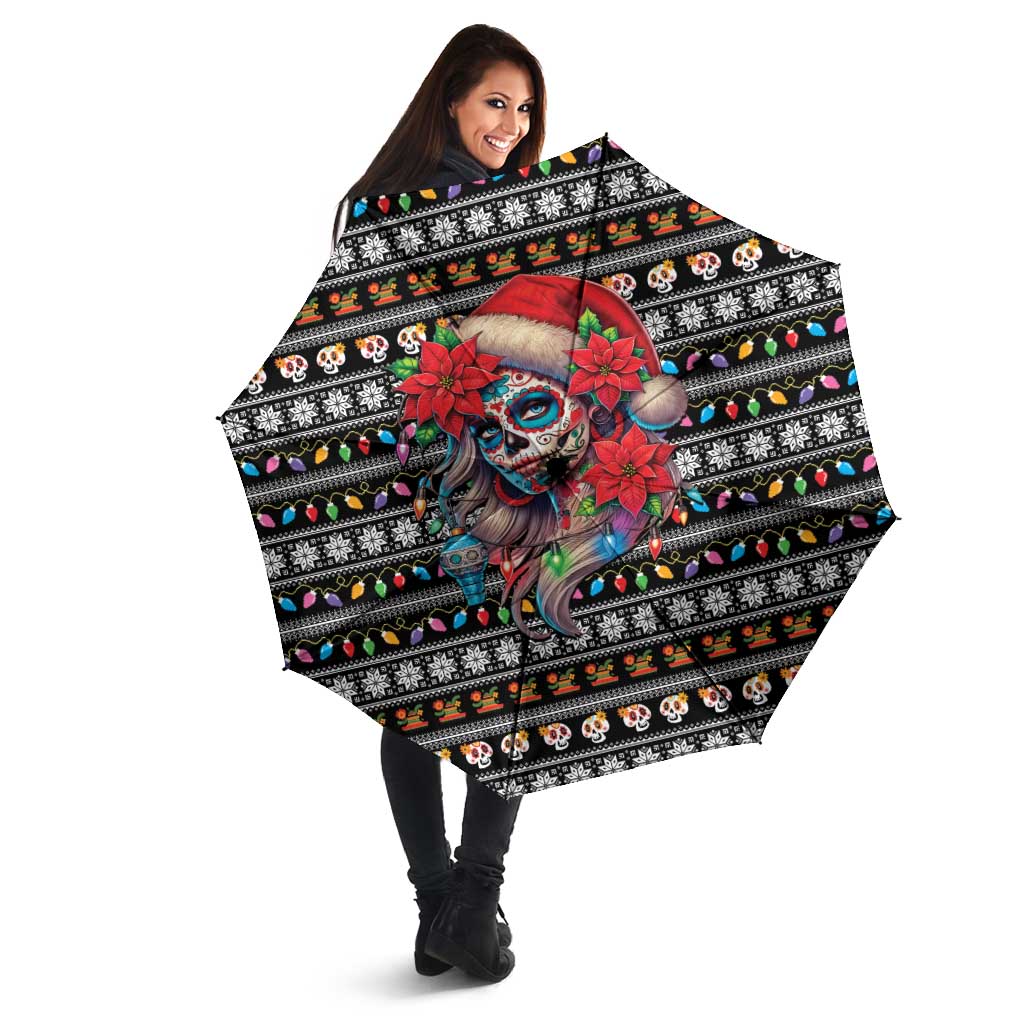 Mexican Sugar Skull Lady Christmas Umbrella Feliz Navidad Mexico - Wonder Print Shop