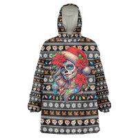 Mexican Sugar Skull Lady Christmas Wearable Blanket Hoodie Feliz Navidad Mexico - Wonder Print Shop