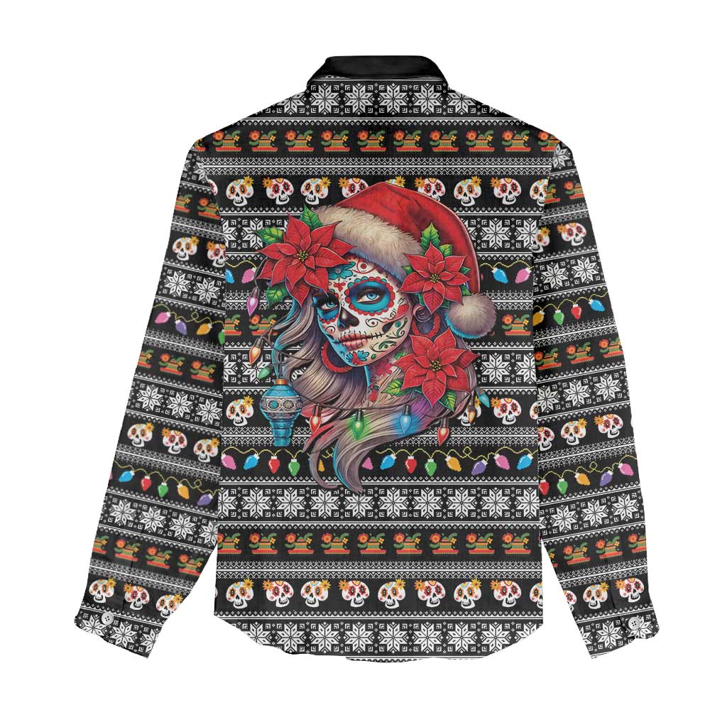 Mexican Sugar Skull Lady Christmas Women Casual Shirt Feliz Navidad Mexico - Wonder Print Shop