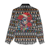 Mexican Sugar Skull Lady Christmas Women Casual Shirt Feliz Navidad Mexico - Wonder Print Shop
