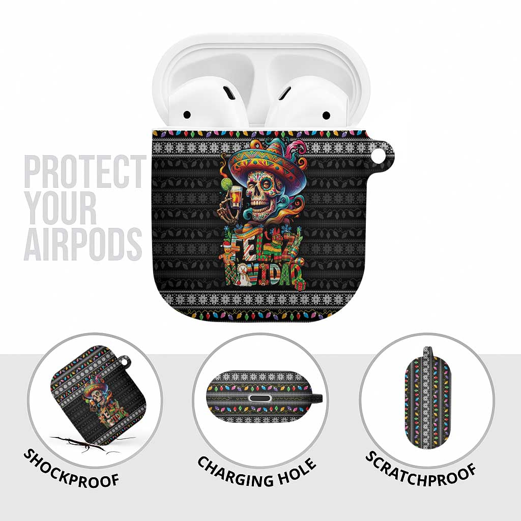 Mexican Sugar Skull Spanish Christmas AirPods Case Feliz Navidad Mexico - Wonder Print Shop