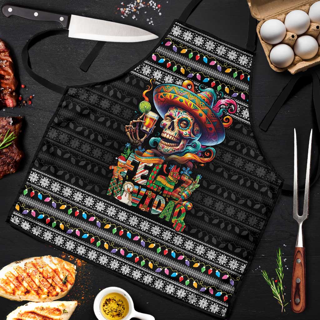 Mexican Sugar Skull Spanish Christmas Apron Feliz Navidad Mexico - Wonder Print Shop