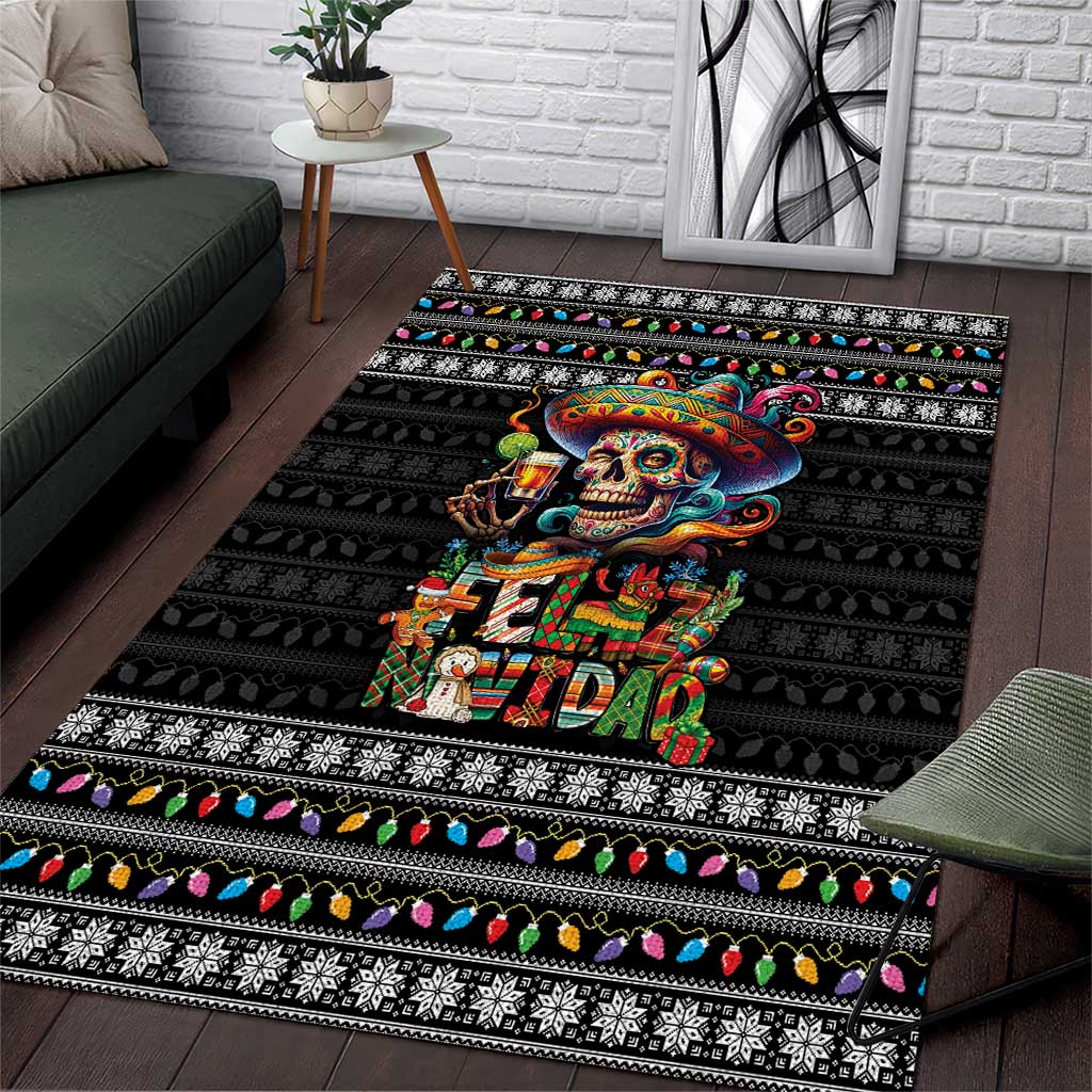 Mexican Sugar Skull Spanish Christmas Area Rug Feliz Navidad Mexico - Wonder Print Shop