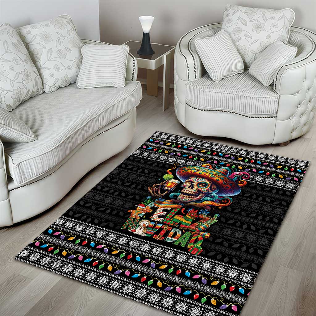 Mexican Sugar Skull Spanish Christmas Area Rug Feliz Navidad Mexico - Wonder Print Shop
