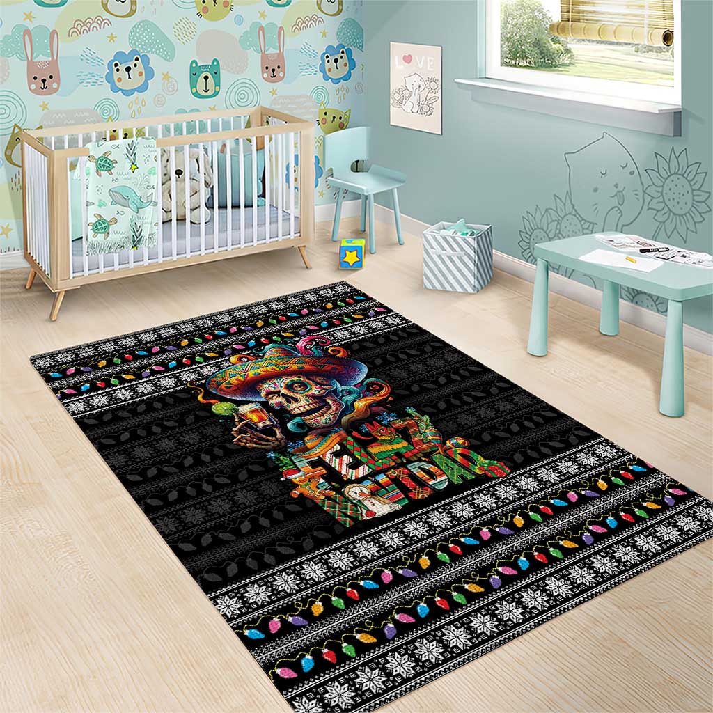 Mexican Sugar Skull Spanish Christmas Area Rug Feliz Navidad Mexico - Wonder Print Shop