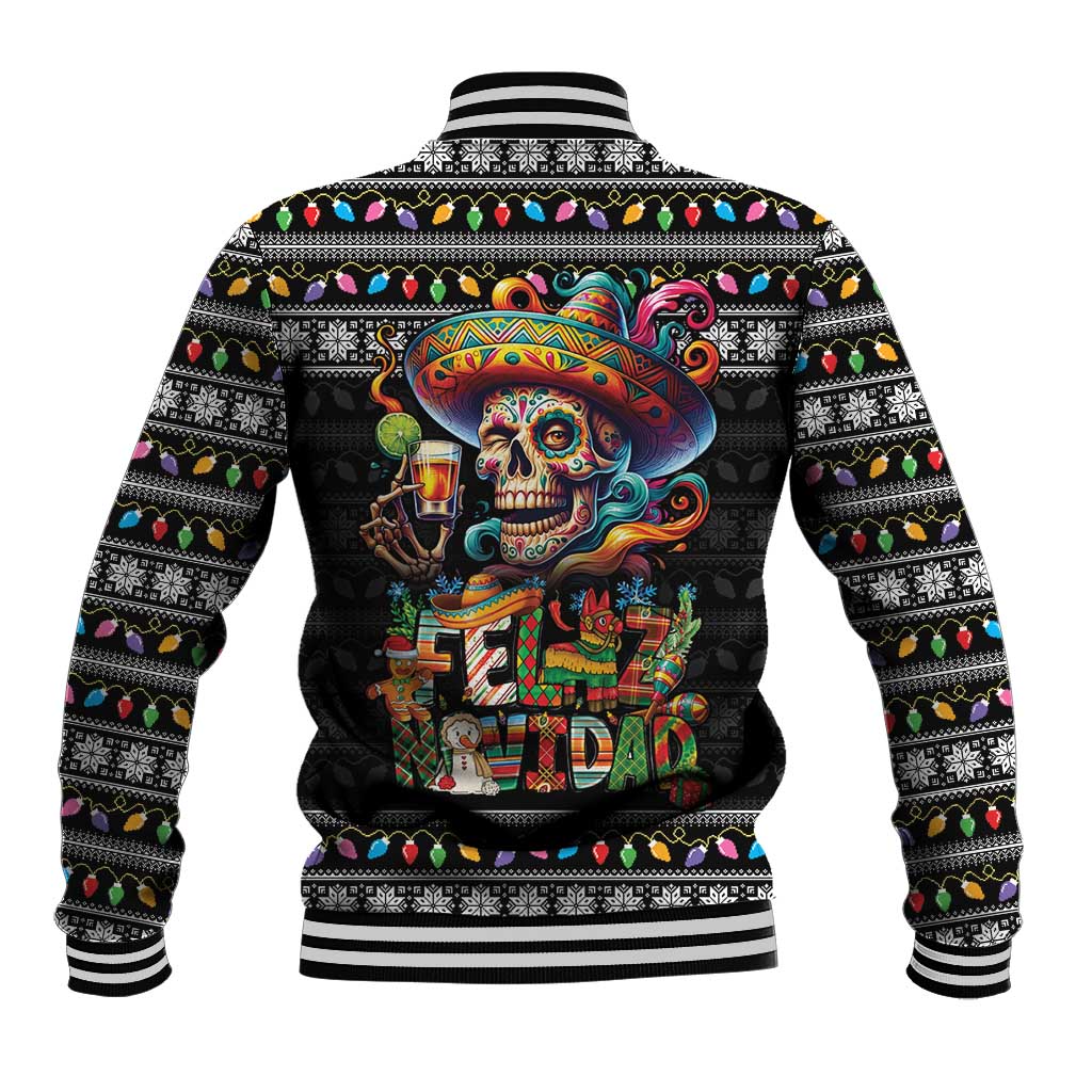 Mexican Sugar Skull Spanish Christmas Baseball Jacket Feliz Navidad Mexico - Wonder Print Shop
